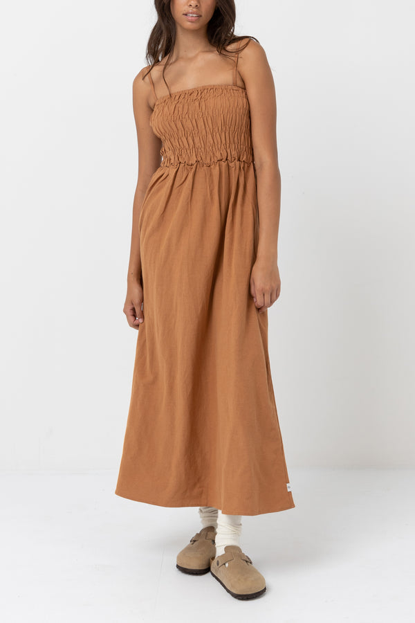 Rhythm Classic Shirred Midi Dress