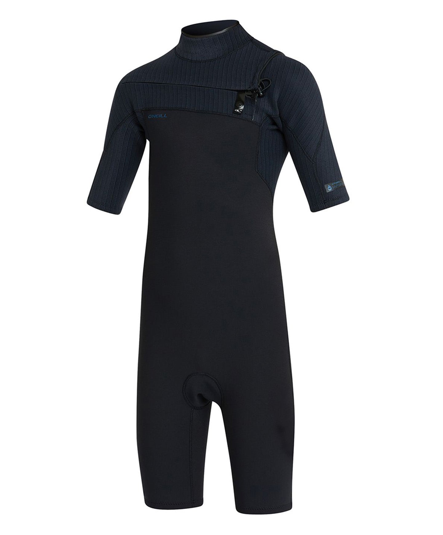 O'Neill Boy's HyperFreak 2mm Short Sleeve Springsuit Chest Zip Wetsuit - Black