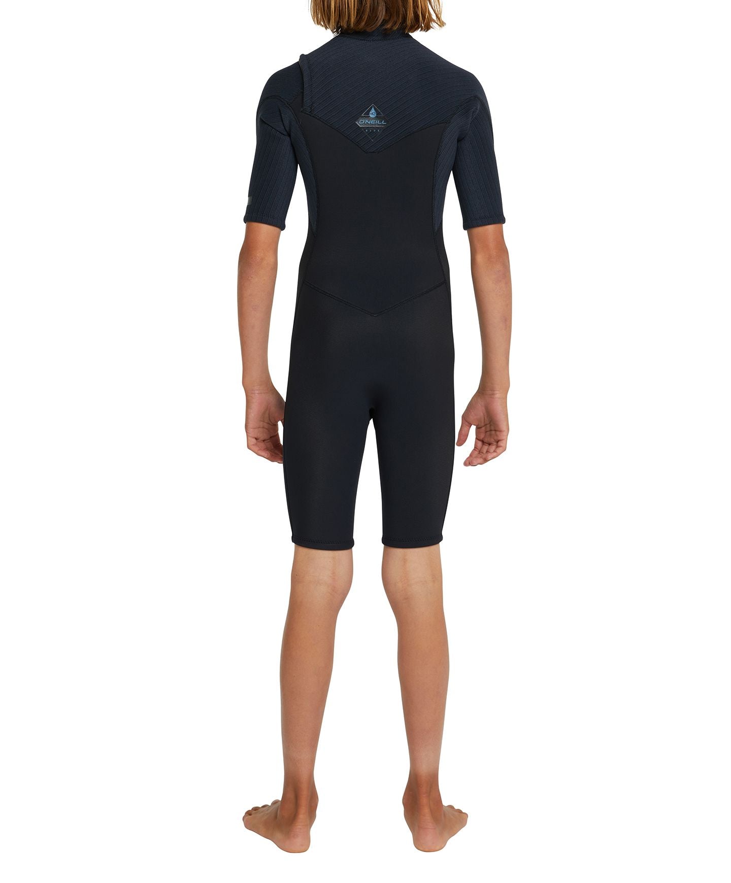 O'Neill Boy's HyperFreak 2mm Short Sleeve Springsuit Chest Zip Wetsuit - Black