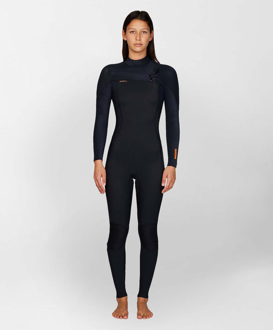 O'Neill Womens HyperFreak 3/2+ Steamer Chest Zip Wetsuit - Black