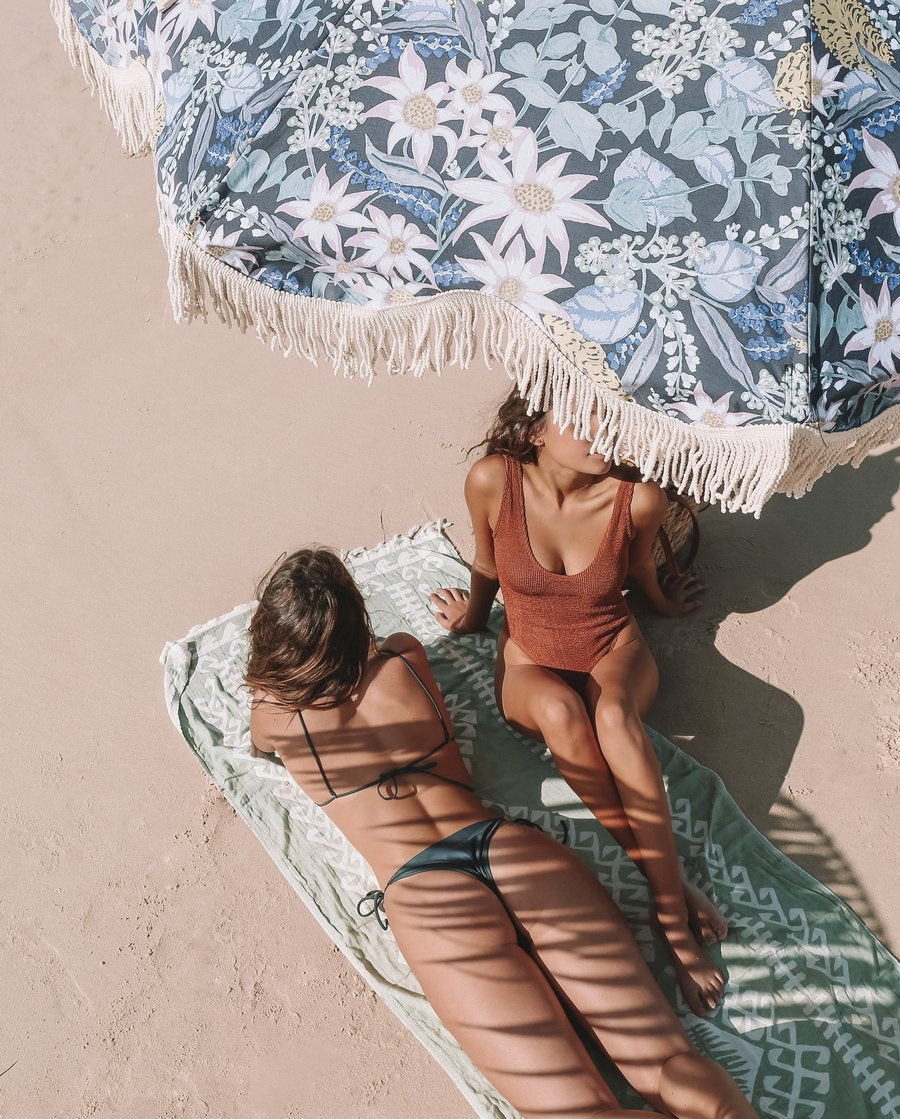 Salty Shadows Beach Umbrella - Flora