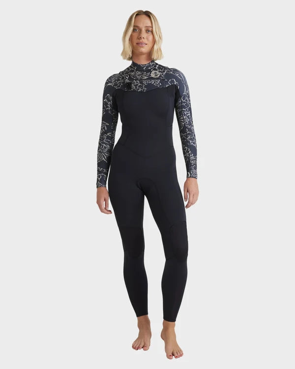 Womens 4/3 mm Salty Dayz Natural Chest Zip Steamer Wetsuit