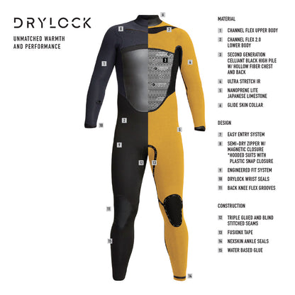 DRYLOCK-X 3/2MM STEAMER WETSUIT