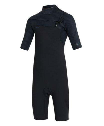 O'Neill Boy's HyperFreak 2mm Short Sleeve Springsuit Chest Zip Wetsuit - Black