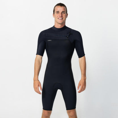 O'Neill HyperFreak Short Sleeve Springsuit 2mm Chest Zip Wetsuit - Black