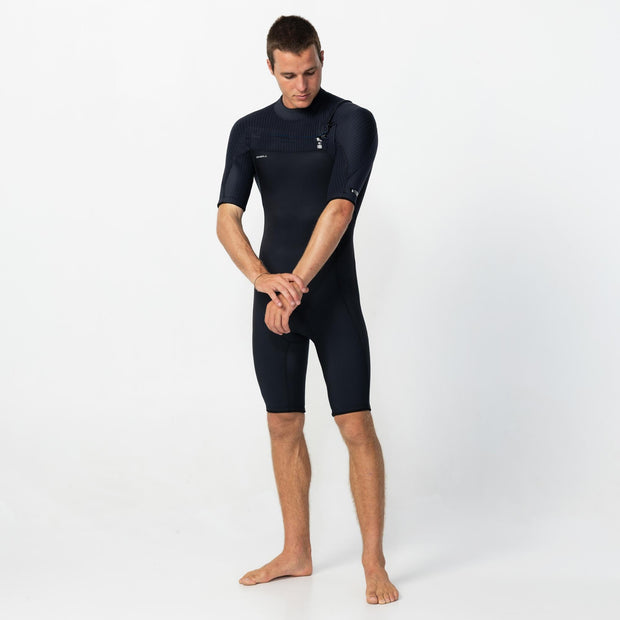 O'Neill HyperFreak Short Sleeve Springsuit 2mm Chest Zip Wetsuit - Black