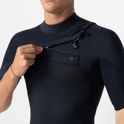 O'Neill HyperFreak Short Sleeve Springsuit 2mm Chest Zip Wetsuit - Black