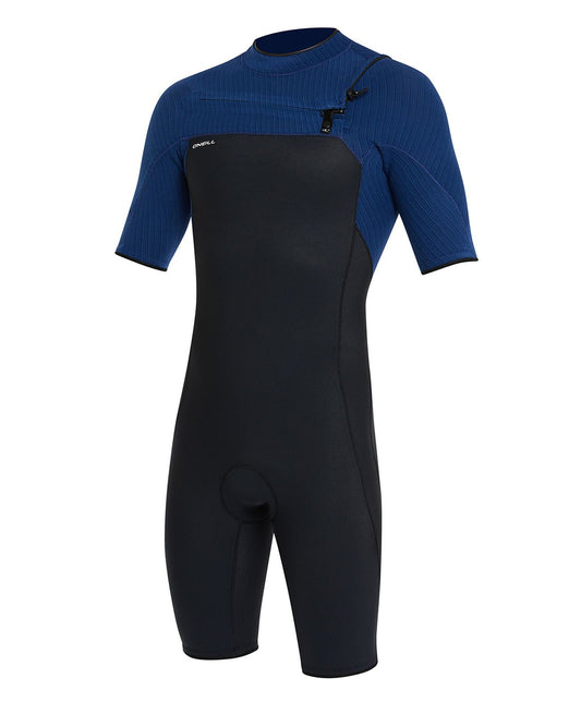 O'Neill Hyperfreak 2mm Short Sleeve Springsuit Chest Zip Wetsuit - Black Marine