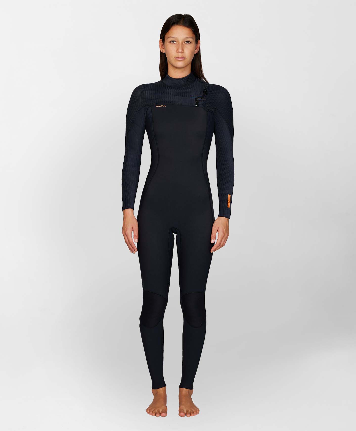 O'Neill Womens HyperFreak 3/2+ Steamer Chest Zip Wetsuit - Black