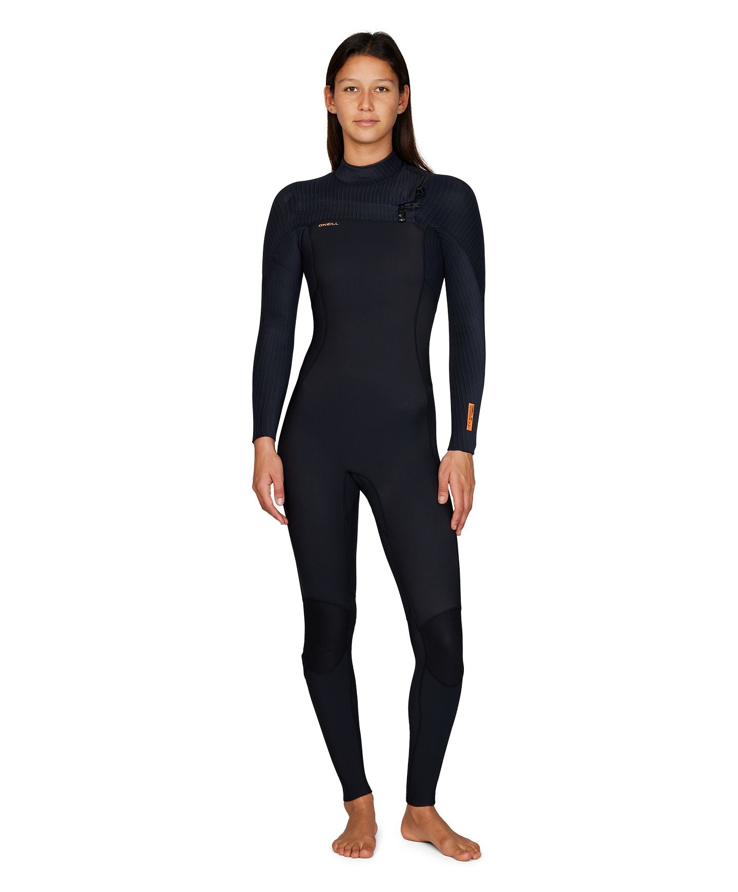 O'Neill Womens HyperFreak 3/2+ Steamer Chest Zip Wetsuit - Black