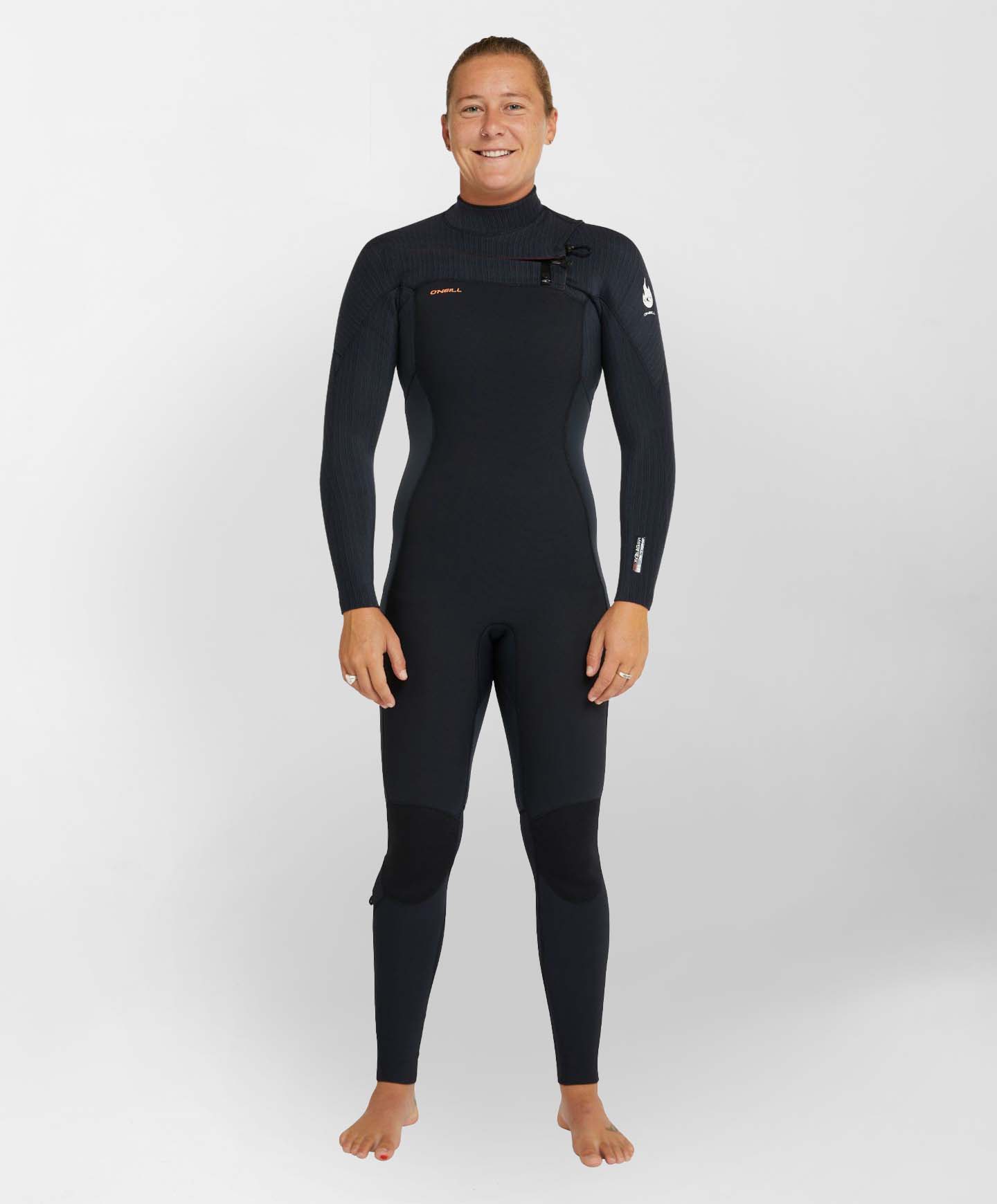 O'Neill Women's HyperFire 3/2mm Steamer Chest Zip Wetsuit - Black