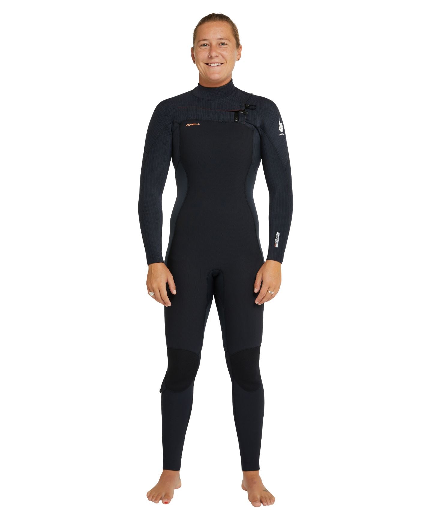 O'Neill Women's HyperFire 4/3mm Steamer Chest Zip Wetsuit - Black